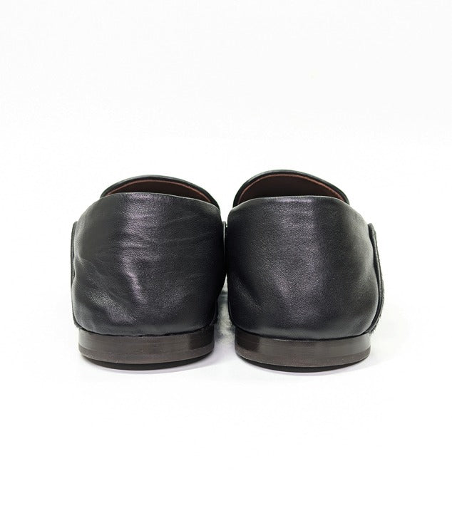 Wales Bonner Men's Black Calf Hair Slip On Moccasin Loafers Size 43 (MSRP $775)