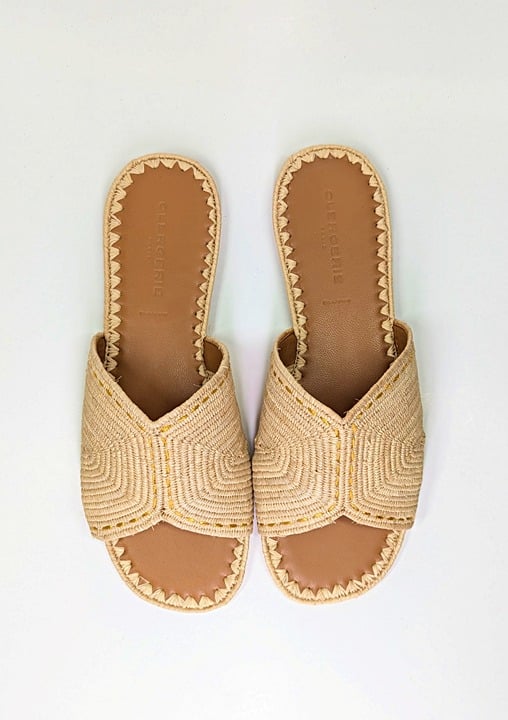 Clergerie Women's Ineni Woven Slide Sandals in Paille Naturel Size 9.5 MSRP $375