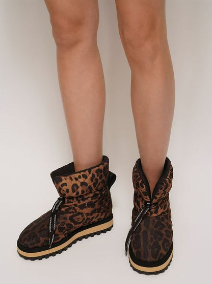 DOLCE & GABBANA City Leopard-Print Nylon Ankle Boots Size EU 37 (MSRP $945)