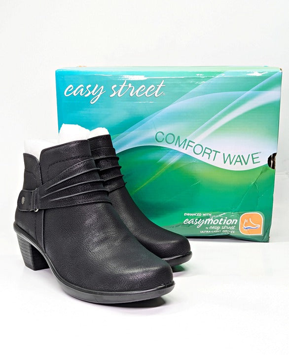Easy Street Women's Damita Booties Black Matte Faux Leather Size 9.5 (MSRP $70)