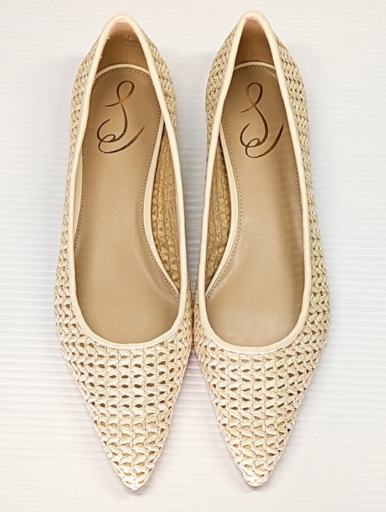 Sam Edelman Women's Wanda Pointed Toe Flats Ivory Raffia Size 8.5 M (MSRP $130)