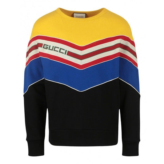 Gucci Men's Chevron Stripe Sweatshirt Multi Color Size S (MSRP $1,800)