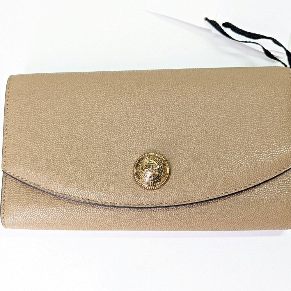 Balmain Emblem Clutch Wallet on Gold Chain in Grained Calfskin (MSRP $950)