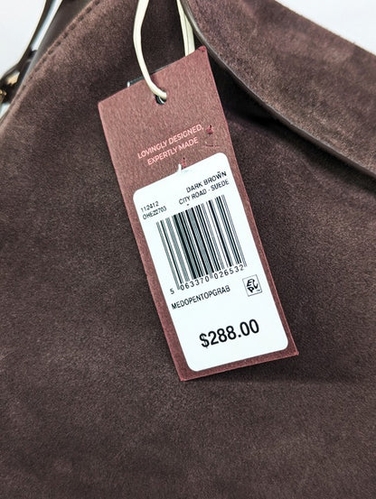 Radley London City Road Women's Flapover Grab Bag Dark Oak Suede (MSRP $288)