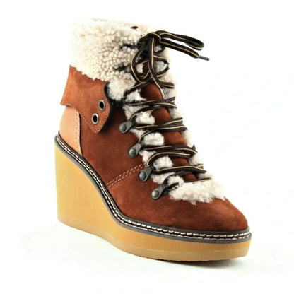 See By Chloé Women's Eileen Suede Shearling Hiking Boot Size 40 EU (MSRP $460)