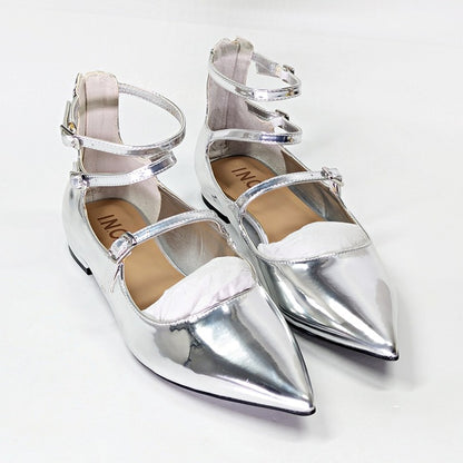 I.N.C. International Concepts Valan Silver Triple Strap Flats Size 7.5 MSRP $80