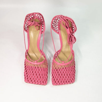 Bottega Veneta Women's Azalea Stretch Mesh Ankle Tie Sandals Size 41 MSRP $1,100