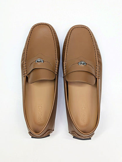 Versace Men's Medusa Coin Biggie Leather Slip On Penny Drivers Size 43 MSRP $775
