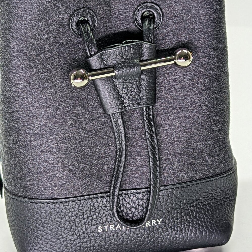Strathberry Osette Cashmere & Leather Charcoal Black Crossbody (MSRP $555)