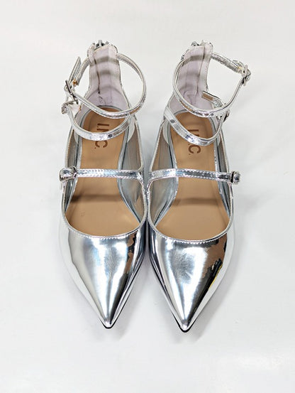 I.N.C. International Concepts Valan Silver Triple Straps Flats Size 5.5 MSRP $80