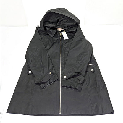 Michael Kors Black Hooded Water-Resistant Raincoat Size Petite-XL (MSRP $320)