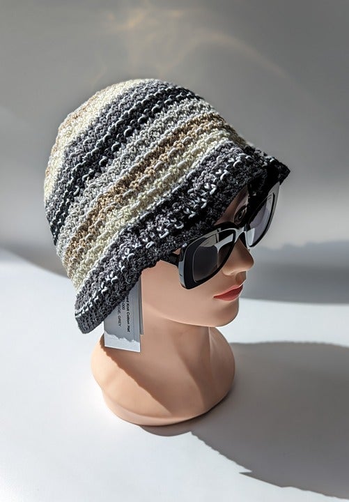 Carolyn Rowan Women's Multicolor Striped Knit Bucket Hat Black Beige (MSRP $155)