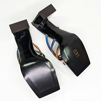 Giuseppe Zanotti Shangay 85MM Strappy Patent Slide Sandals Size 39 (MSRP $795)