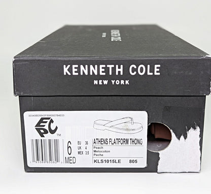 Kenneth Cole Women's Athens Platform Thong in Peach Leather Size 6 (MSRP $89)