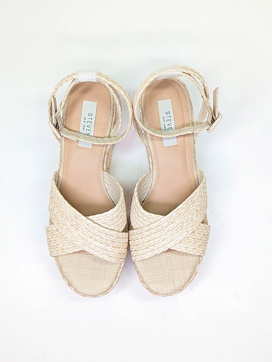 Steven New York Ramey Espadrille Platform Wedge Raffia Sandal Size 9.5 MSRP $130