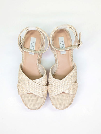 Steven New York Ramey Espadrille Platform Wedge Raffia Sandal Size 9.5 MSRP $130