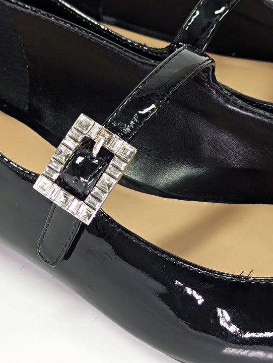 On 34th Women's Saadet Rhinestone-Buckle Mary Jane Flats Size 9.5 (MSRP $80)