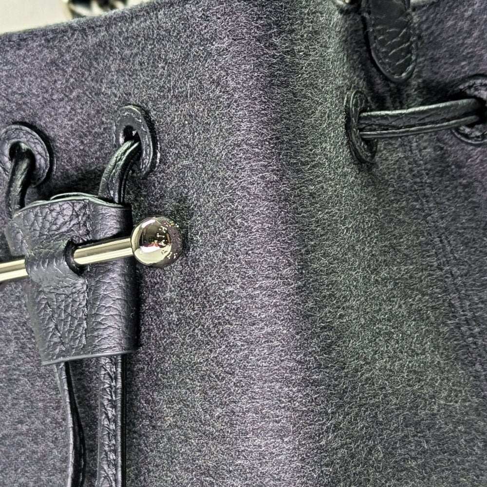 Strathberry Osette Cashmere & Leather Charcoal Black Crossbody (MSRP $555)