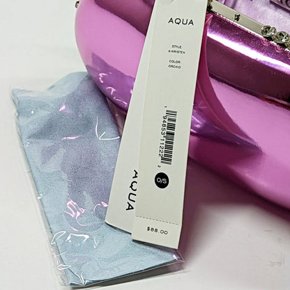 AQUA A-Kristen Orchid Mirror Metallic Patent Minaudière Clutch (MSRP $88)