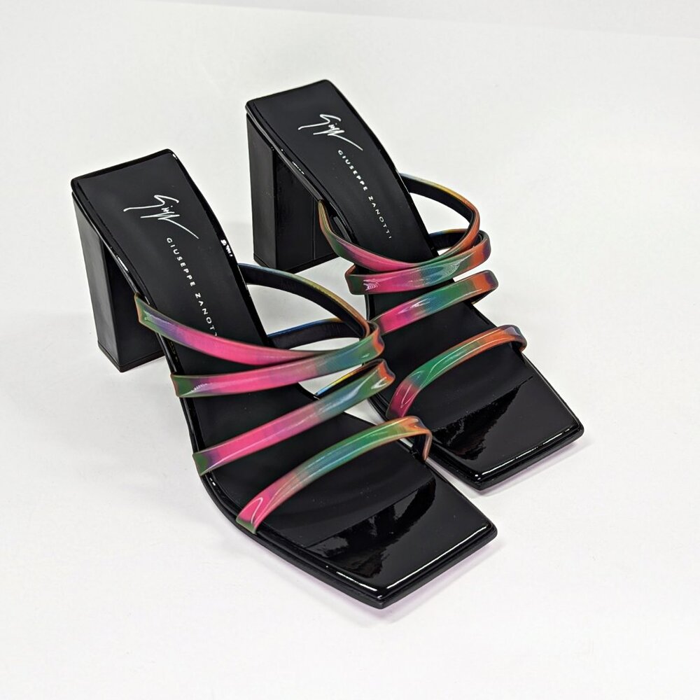 Giuseppe Zanotti Shangay 85MM Strappy Patent Slide Sandals Size 39 (MSRP $795)
