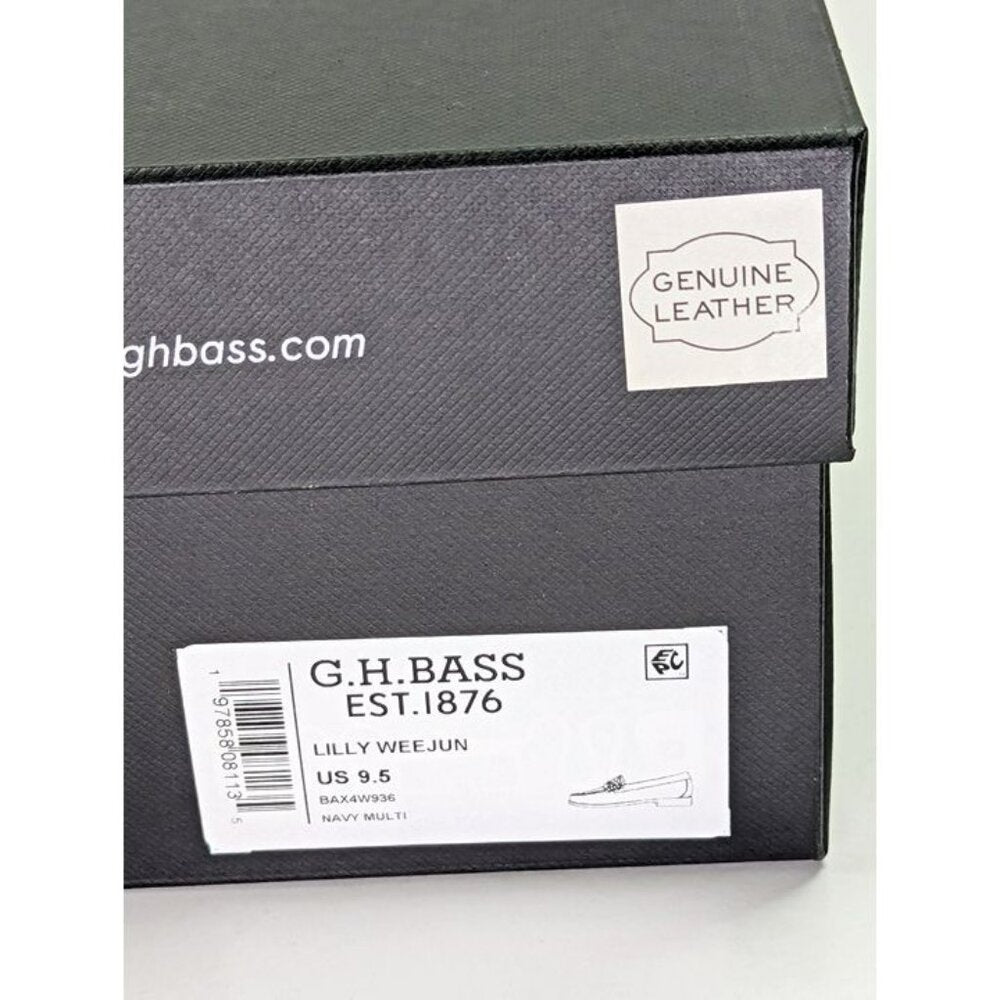 G.H. BASS Lilly Women's Leather & Canvas Loafer Navy Multi Size 9.5 (MSRP $195)