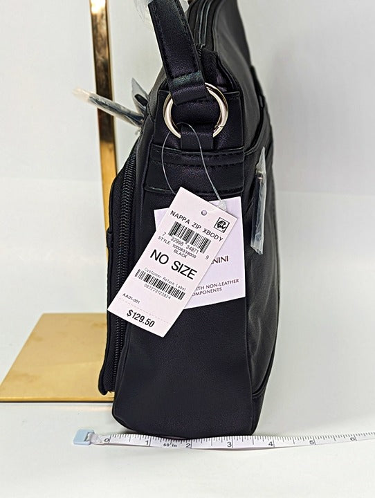 Giani Bernini Women's Black Nappa Leather Front Zip Crossbody (MSRP $130)
