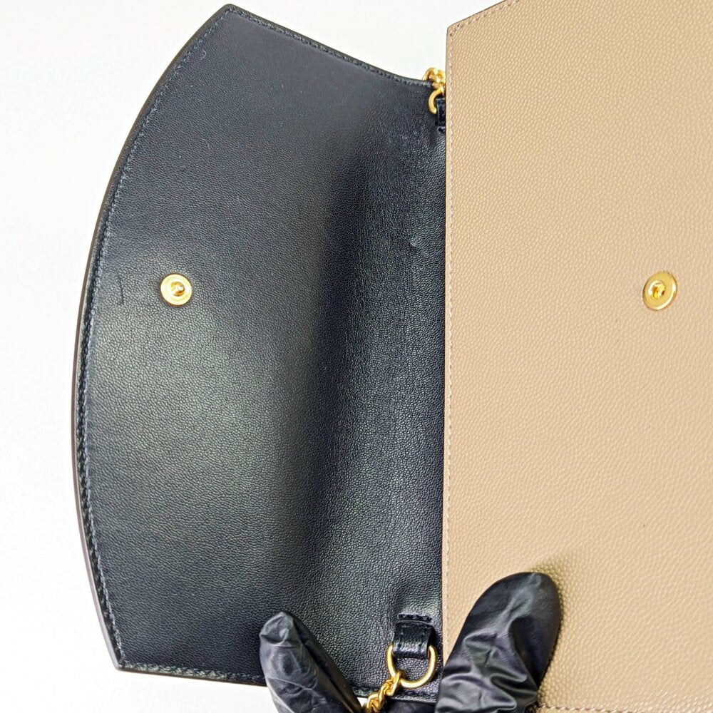 Balmain Emblem Clutch Wallet on Gold Chain in Grained Calfskin (MSRP $950)