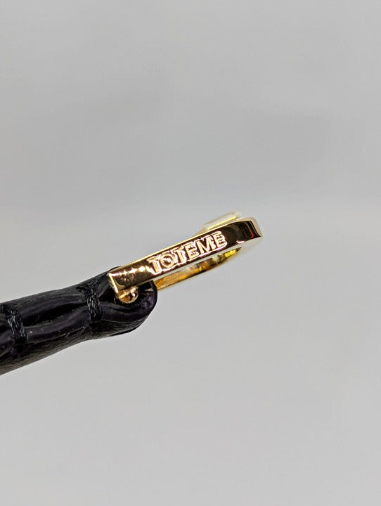 TOTEME Women's Skinny Black Leather Belt Gold Tone Buckle Size 80 (MSRP $350)