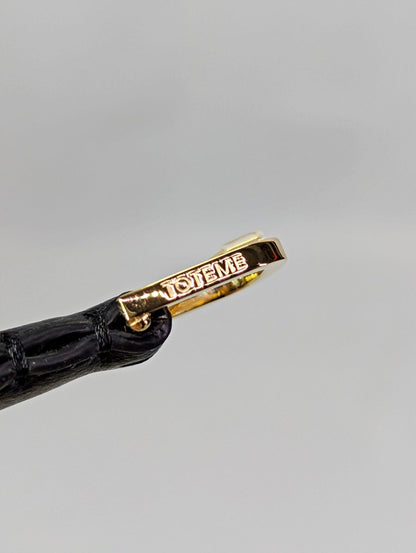 TOTEME Women's Skinny Black Leather Belt Gold Tone Buckle Size 80 (MSRP $350)
