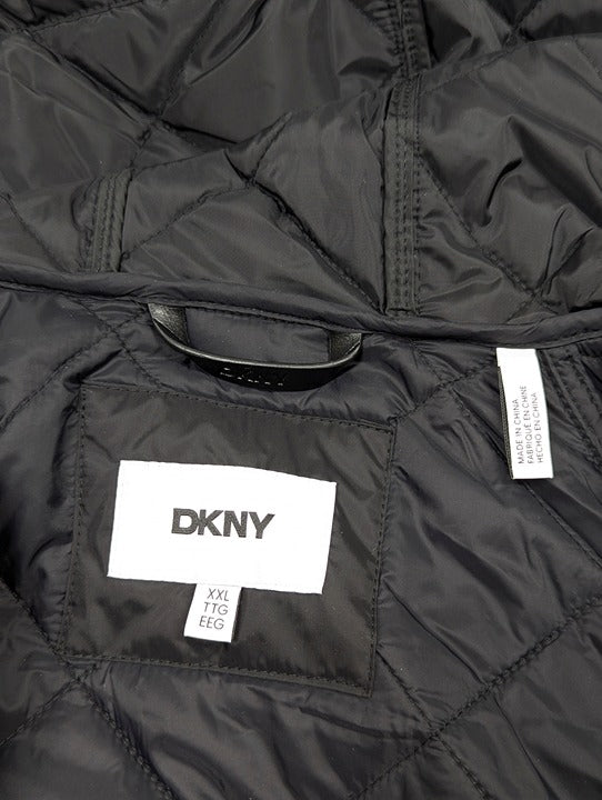 DKNY Women's Water Resistant Black Hooded Quilted Jacket Size XXL (MSRP $180)