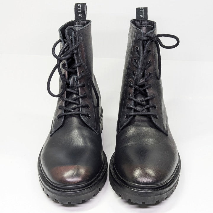 AllSaints Tobias Men's Lace-Up Washed Leather Boots Dark Brown Size 7 MSRP $358