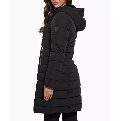 NWOT GUESS Women's Black Faux-Fur-Lined Hooded Puffer Coat Size S (MSRP $320)