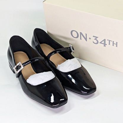On 34th Women's Saadet Rhinestone-Buckle Mary Jane Flats Size 9.5 (MSRP $80)