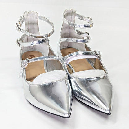 I.N.C. International Concepts Valan Silver Triple Straps Flats Size 7 MSRP $80