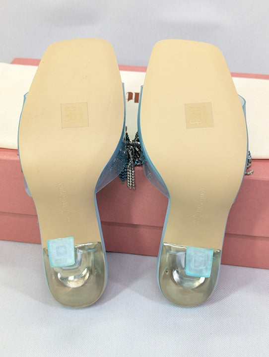 Cult Gaia Lana Pale Sky Sandals with Rhinestone Fringe Size 36 (MSRP $568)