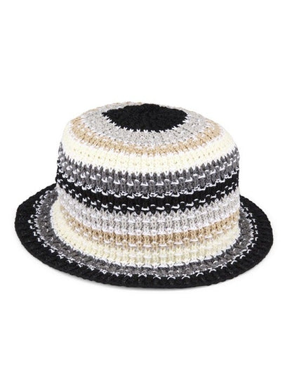 Carolyn Rowan Women's Multicolor Striped Knit Bucket Hat Black Beige (MSRP $155)