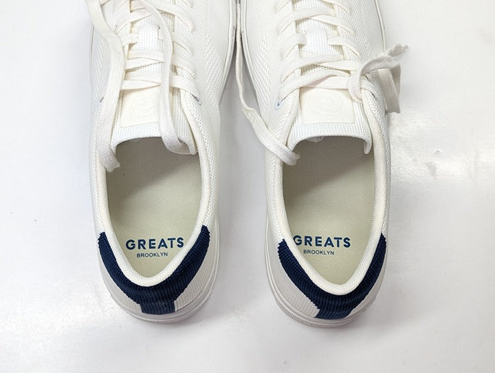 GREATS Men's Royale Knit Lace Up Sneakers White Navy Size 10 (MSRP $179)