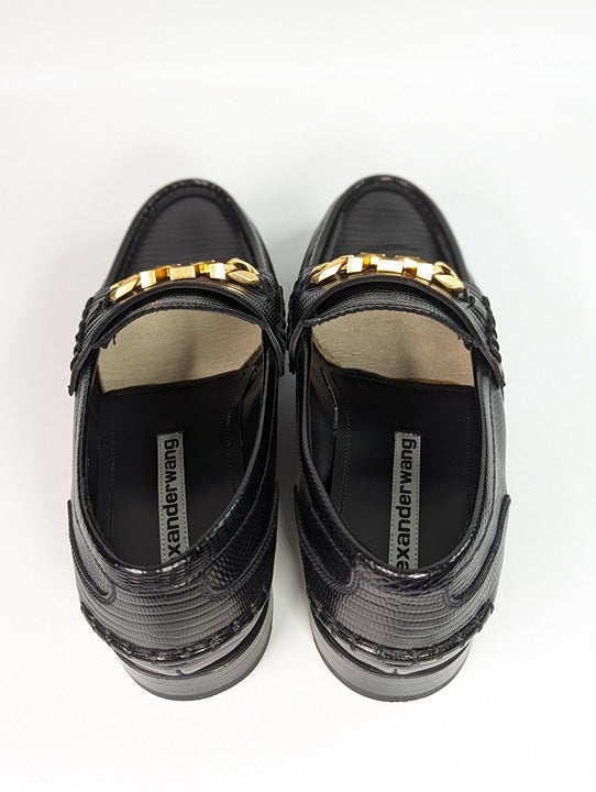 Alexander Wang Women's Carter Black Embossed Loafers Size 38.5 (MSRP $595)