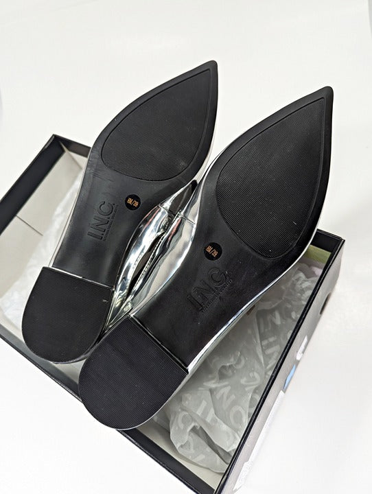 I.N.C. International Concepts Valan Silver Triple Straps Flats Size 8 MSRP $80