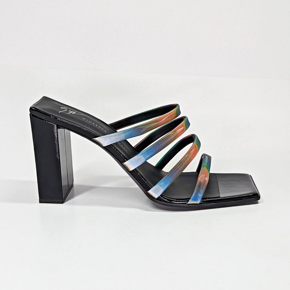 Giuseppe Zanotti Shangay 85MM Strappy Patent Slide Sandals Size 38.5 (MSRP $795)