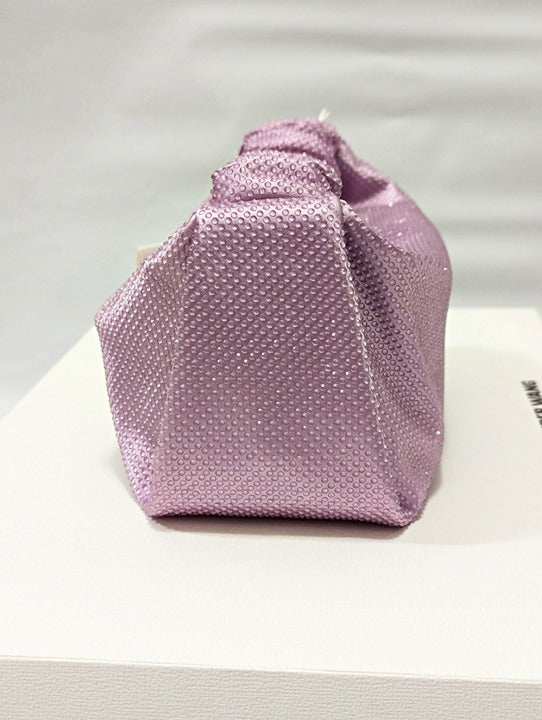 Alexander Wang Scrunchie Embellished Mini Satin Clutch Winsome Orchid MSRP $695