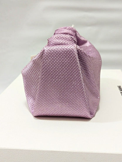Alexander Wang Scrunchie Embellished Mini Satin Clutch Winsome Orchid MSRP $695