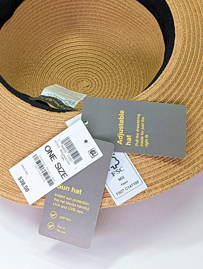 Style & Co Women's Packable Paper Floppy Hat Tan O/S (MSRP $39)
