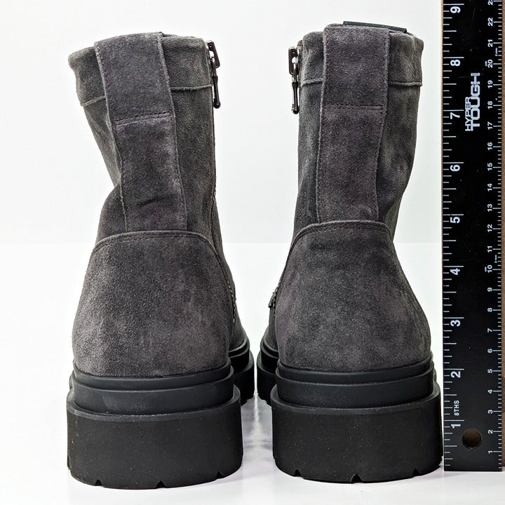 Vince Men's Raider Lace Up Boots in Graphite Suede Size 12 (MSRP $395)