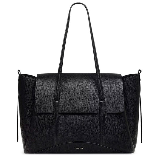 Radley London Chancery Large Black Leather Flapover Shoulder Bag (MSRP $348)