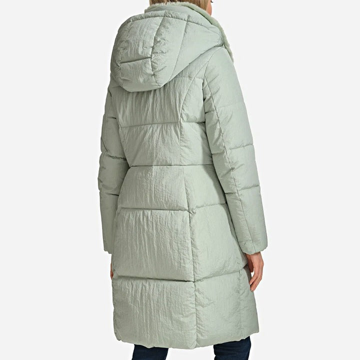 Cole Haan Women's Shine Faux-Fur-Collar Hooded Puffer Coat Size M (MSRP $280)