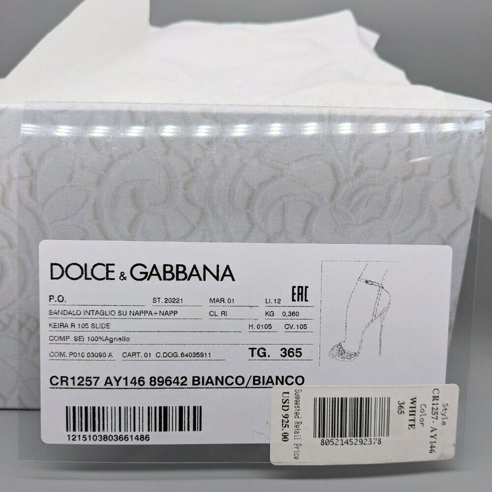 Dolce & Gabbana Keira 105 Embroidered Leather Sandals Size EU 36.5 MSRP $925