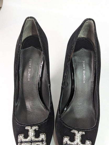 Tory Burch Women's Eleanor Velvet Pavé Pointed Toe Pumps Size 6.5 (MSRP $428)