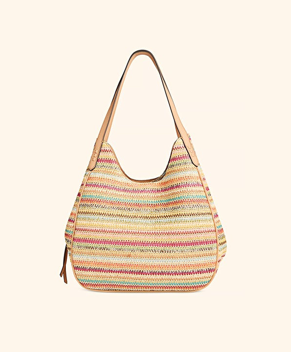 Style & Co Women's Straw Medium 4-Poster Tote Multi Stripe (MSRP $90)