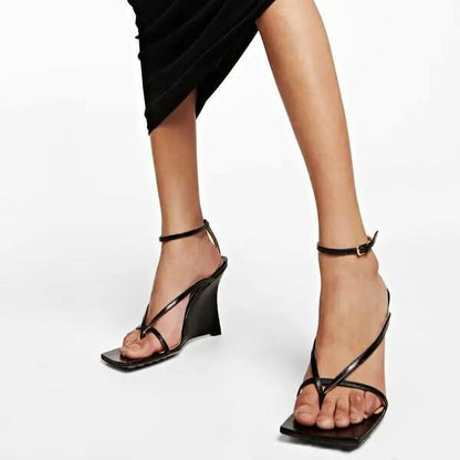 Bottega Veneta Women's Black Stretch Strappy Wedge Sandals Size 39 (MSRP $1,100)